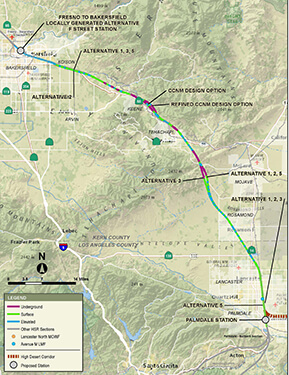 Portion of Bakersfield to Palmdale project section map