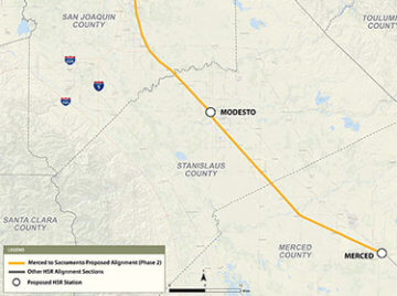 Map of Project Section Merced to Sacramento