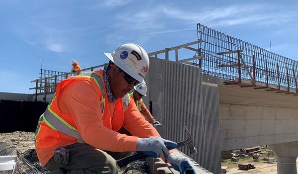 Construction worker at San Joaquin River Viaduct site