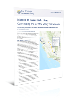 Thumbnail image of the first page of the Merced to Bakersfield Line factsheet